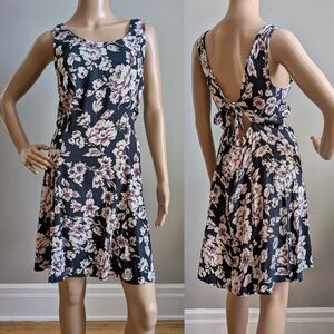 Vintage 90s DBY LTD Floral Mini Dress Open Back Summer Sundress Size L